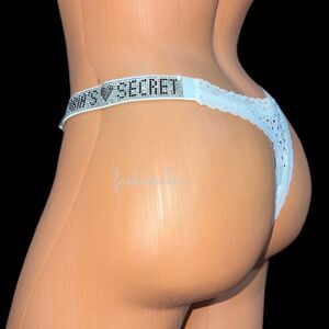 Victoria's Secret Bombshell Lace Crystals Shine Strap V string thong Panty